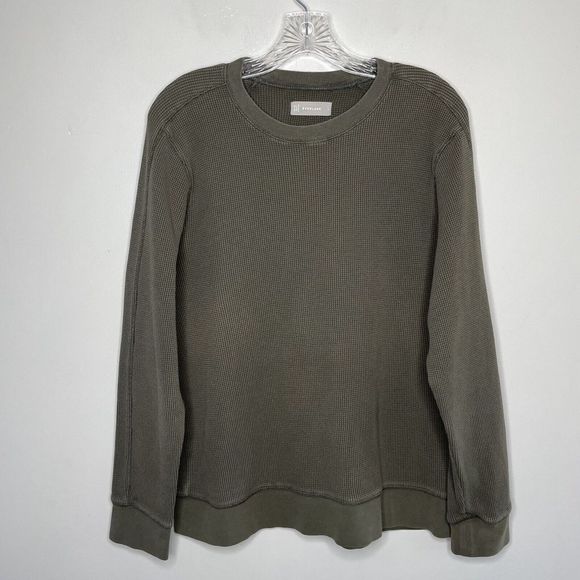 Everlane Tops - EVERLANE Waffle Tee Women Large L Olive Green Organic Cotton Long Sleeve Thermal